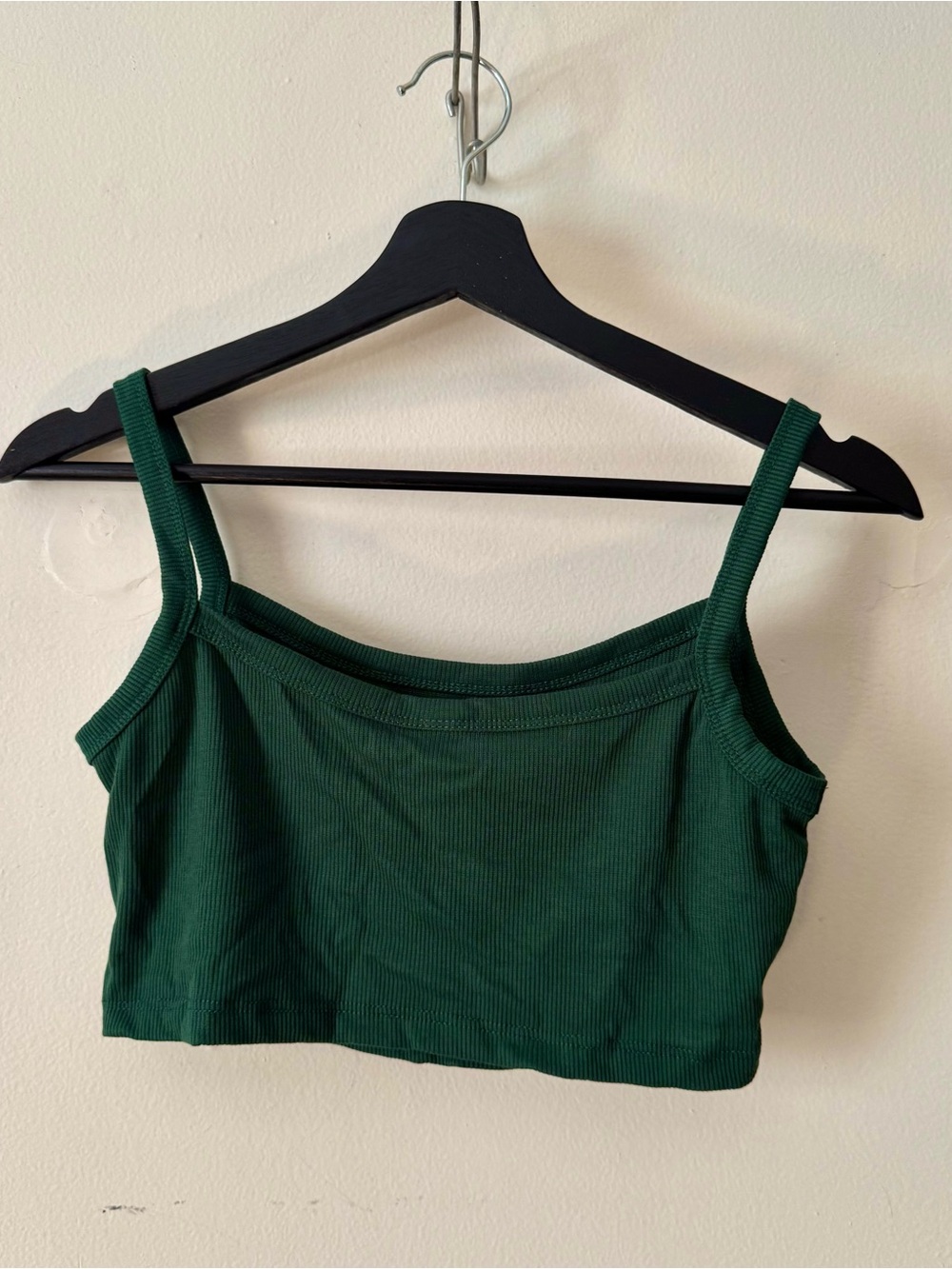 Ribbed Green Crop Tank Top - Women